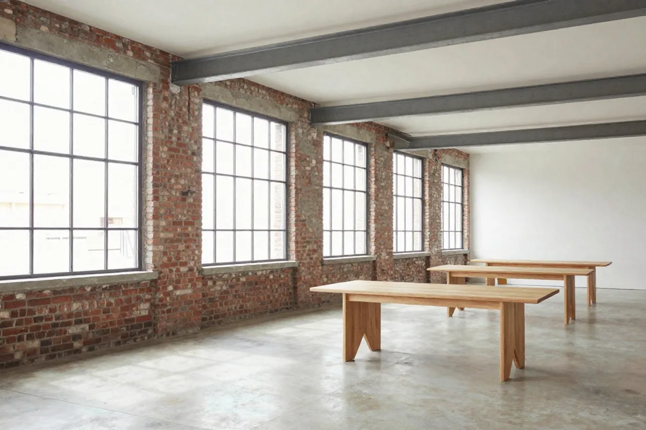 Loft d'atelier réhabilité, briques apparentes et vitrages acier